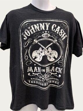 ZION Rootswear Johnny Cash Dark Gray Tee Shirt Unisex 
'Man in Black' Lrg